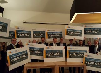 Vijf ton subsidie voor aanleggen walstroom Port of Den Helder Subsidie-uitreiking door Jaap Bond.