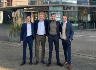 Marktlink opent zesde Nederlandse kantoor in Maastricht vlnr: Gianni Bellu, Tim Rikmenspoel, Sven Peeters, Colin Bertram